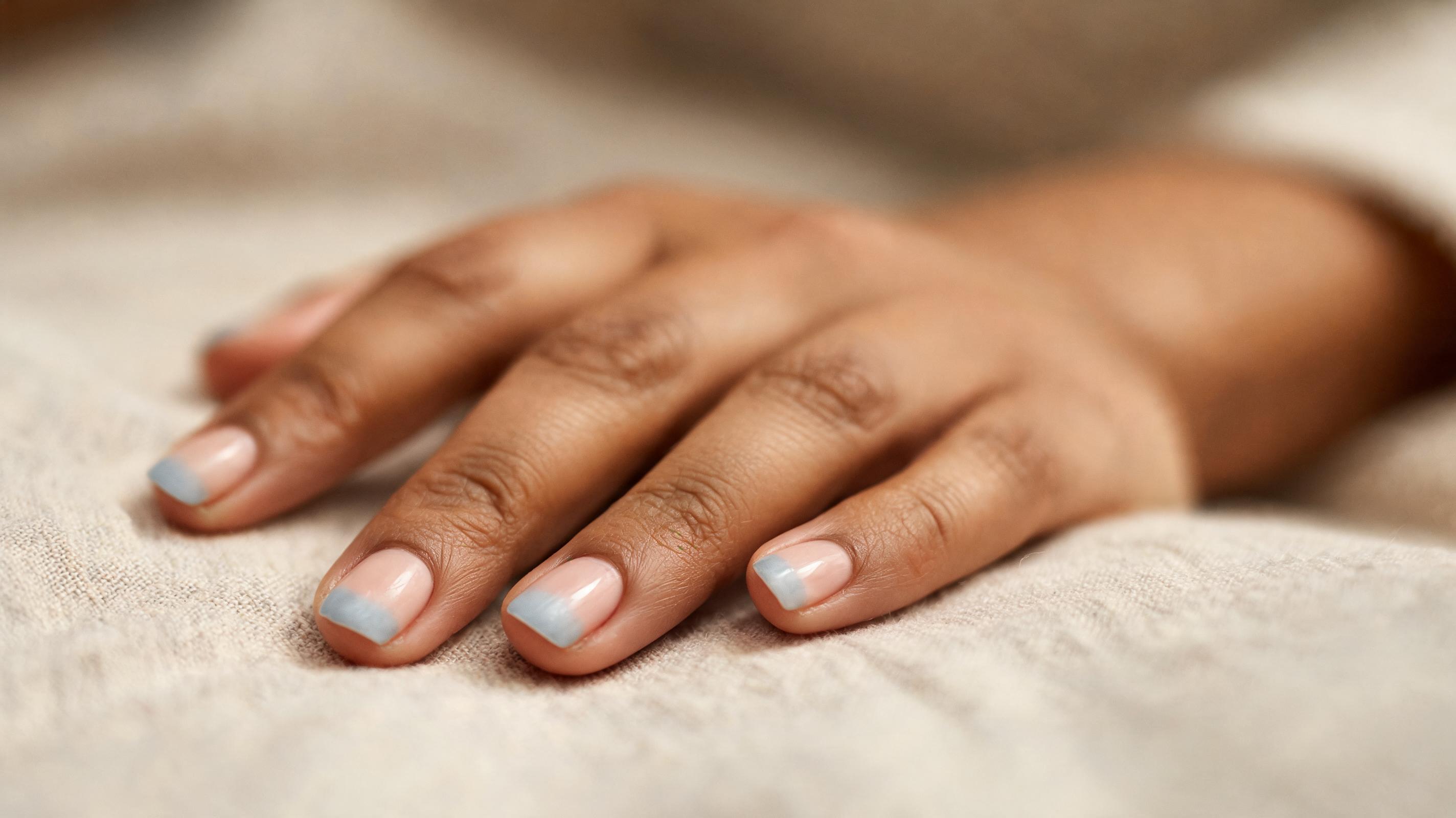 Comparación visual entre uñas saludables y uñas con cambios de color por mala circulación sanguínea.